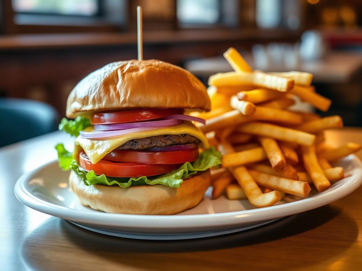 Cheeseburger with fresh cut fries